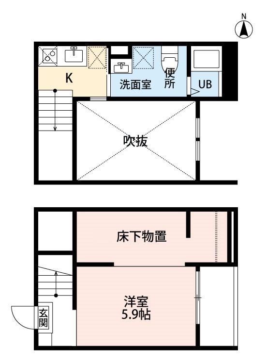 アルナージ川西(1K/1階)の間取り写真