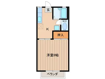 クレセント高松(1K/2階)の間取り写真