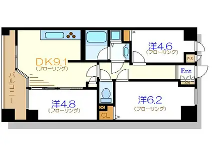 ラナイタウン・ルネッサンス・プラザハウス(3DK/6階)の間取り写真