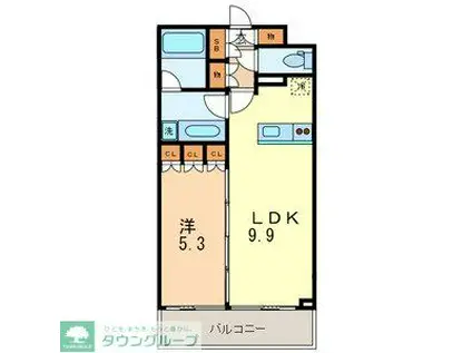 グランガーデンI(1LDK/4階)の間取り写真