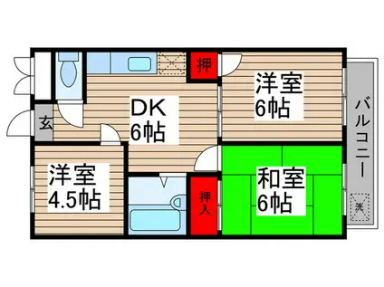 サンパレス宝(3DK/2階)の間取り写真