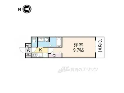 近鉄京都線 上鳥羽口駅 徒歩21分 3階建 築3年(1K/1階)の間取り写真