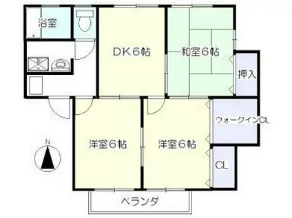 グラン・レーヴA棟(3DK/1階)の間取り写真