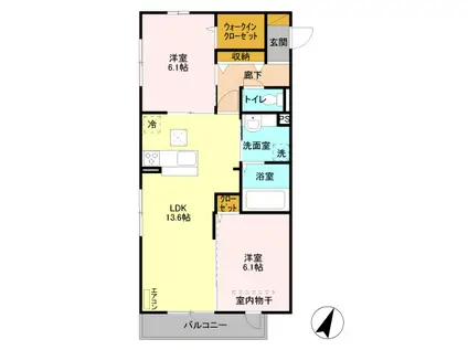 GRANDIR A(2LDK/1階)の間取り写真