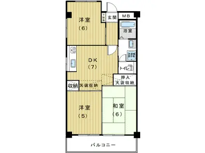 高島スカイハイツ(3DK/1階)の間取り写真