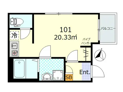 ラソルティ横浜(1K/1階)の間取り写真
