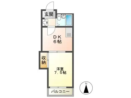 ヴェルデ平針南(1DK/6階)の間取り写真