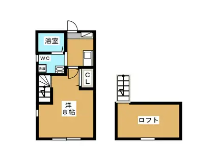 サンライズ玉川学園(1K/2階)の間取り写真