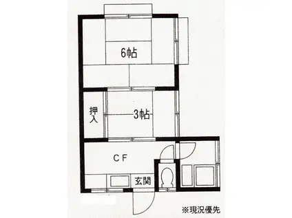 松風荘(2K/2階)の間取り写真