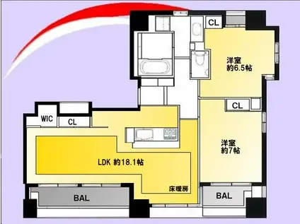 ヴォアール日本橋人形町(2SLDK/15階)の間取り写真