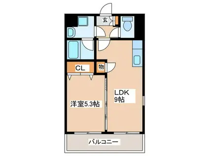 ルーチェ・デル二日市(1LDK/3階)の間取り写真