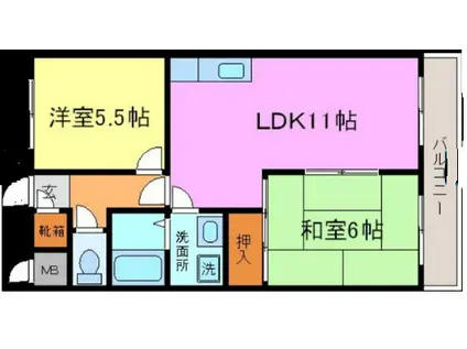 グランセリオ西神戸(2LDK/2階)の間取り写真
