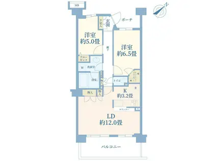 ランドール新百合ヶ丘(2LDK/6階)の間取り写真