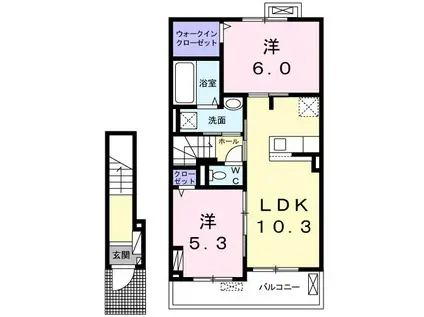 ルミエール・アミ(2LDK/2階)の間取り写真