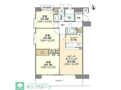 ランドール藤沢鵠沼(3LDK/11階)の間取り写真