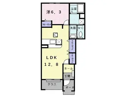 カーサグレイスB(1LDK/1階)の間取り写真