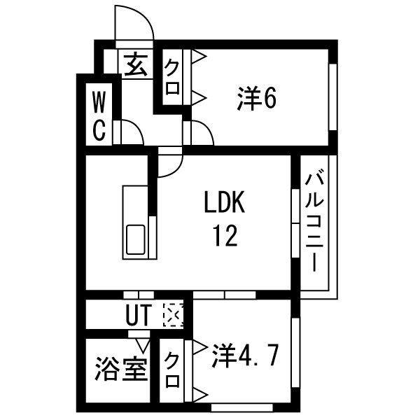 KKルミナス(2LDK/4階)の間取り写真
