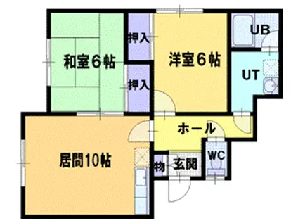 ハイツほくしん(2LDK/2階)の間取り写真