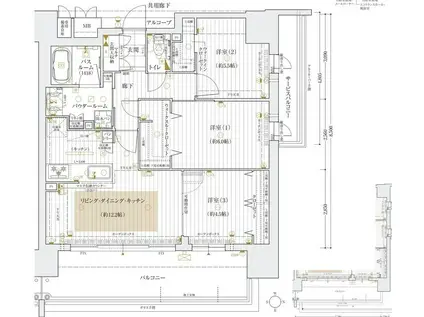 エステムコート和歌山CITYステーションフロント(3LDK/12階)の間取り写真