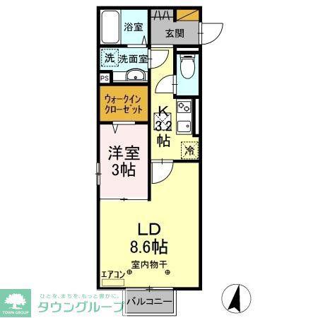 グレンディール(1LDK/1階)の間取り写真