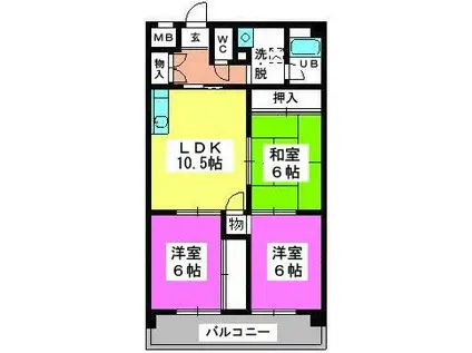 コーポ清隆(3LDK/3階)の間取り写真