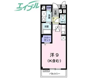 シャト-・アム-ル(ワンルーム/1階)の間取り写真