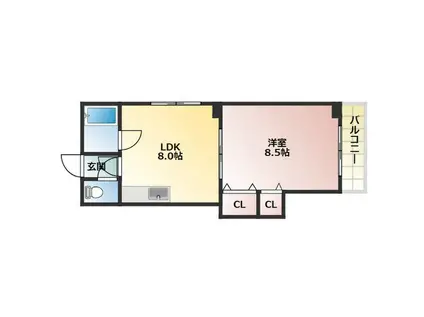 ノースランド菊水(1LDK/4階)の間取り写真