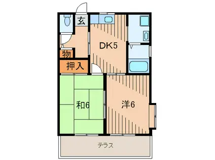 アルターナ武庫之荘A棟・B棟(2DK/1階)の間取り写真