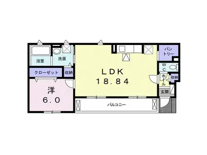 ガーデンあかつき(1LDK/1階)の間取り写真