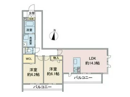 E-SMILE 榎(2LDK/2階)の間取り写真