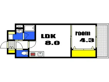 メイクス京橋川II(1LDK/4階)の間取り写真