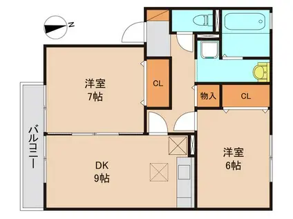 クレール I(2DK/1階)の間取り写真