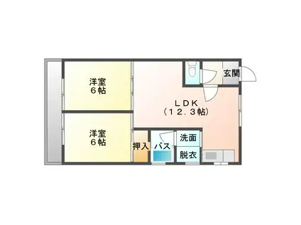 ル・グランしじま(2LDK/4階)の間取り写真