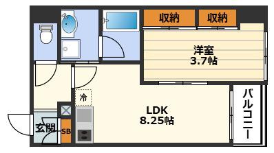 コンフォート松ヶ枝I(1LDK/3階)の間取り写真