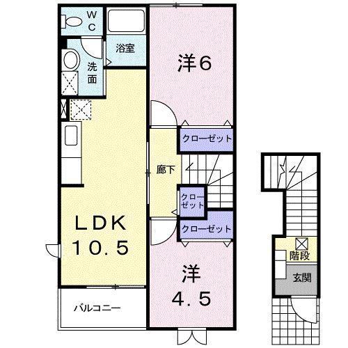 サンハイムJ・F(2LDK/2階)の間取り写真