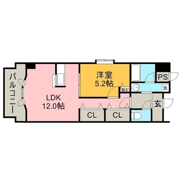 名鉄小牧線 小牧駅 徒歩5分 12階建 築25年(1LDK/7階)の間取り写真