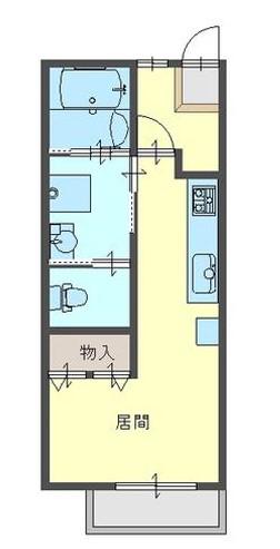 メトレス福田I(ワンルーム/1階)の間取り写真