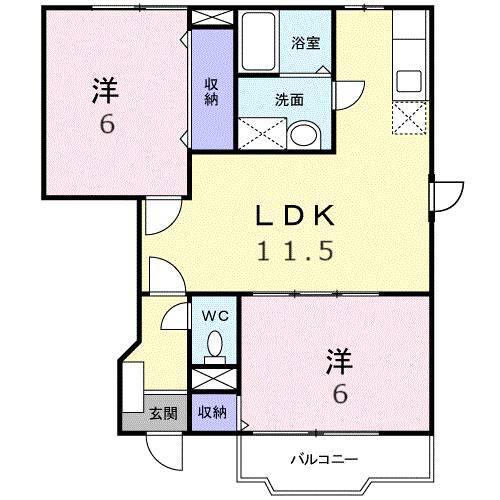 ジョイフルハイムA(2LDK/1階)の間取り写真