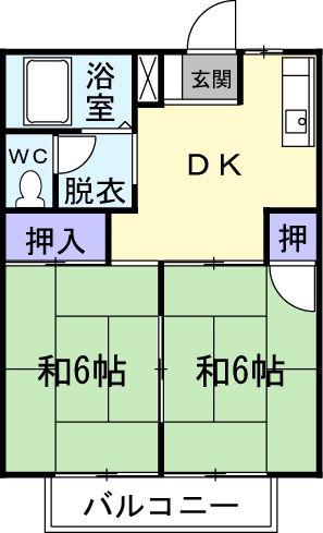 シティハイツ薬師A(2DK/2階)の間取り写真