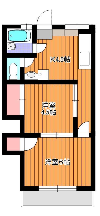 大里マンション(2K/2階)の間取り写真