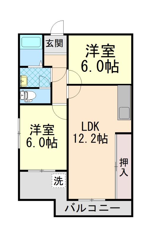 甲南メゾン本山(2LDK/5階)の間取り写真