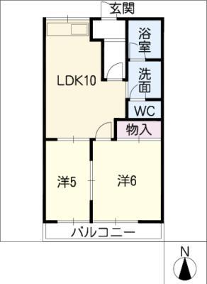 メモリアルコーポI(2LDK/1階)の間取り写真