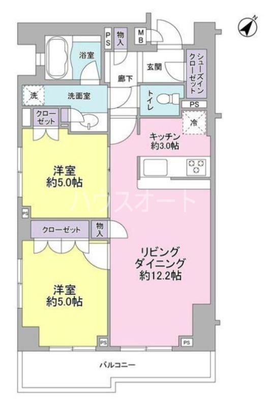 サンピエス根津(2LDK/3階)の間取り写真