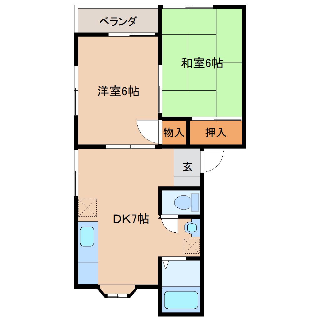 メゾンつじA(2DK/2階)の間取り写真