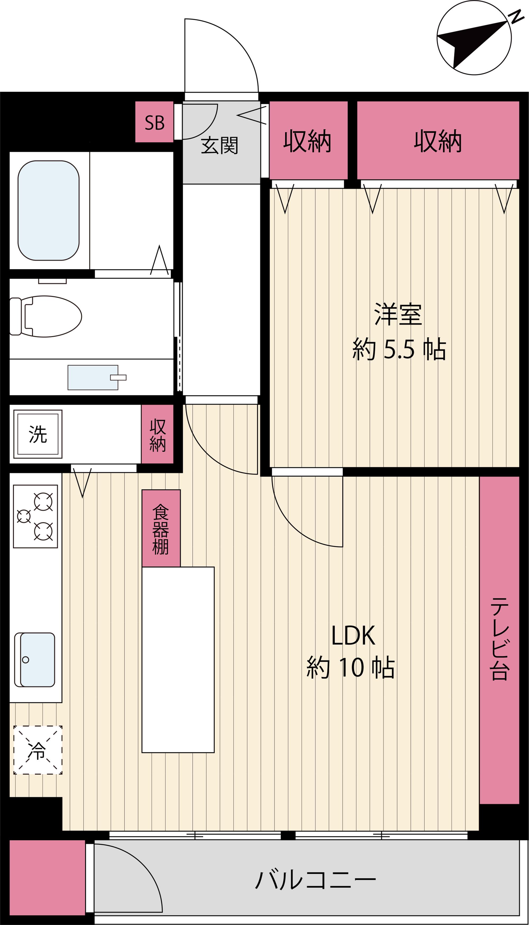 ハイツ三軒茶屋(1LDK/5階)の間取り写真