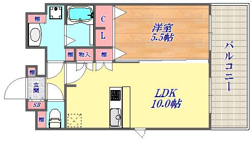 プレサンスKOBEティアラ(1LDK/8階)の間取り写真