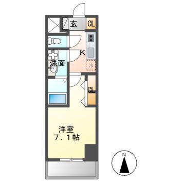 S-RESIDENCE星ヶ丘(1K/8階)の間取り写真