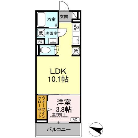 ディアライズ春日町C棟(1LDK/2階)の間取り写真