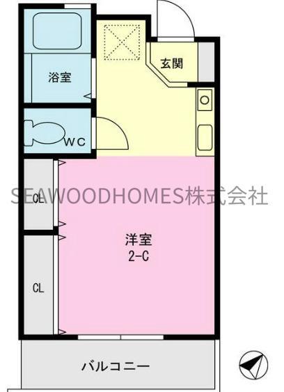ベイパーク金沢文庫(ワンルーム/2階)の間取り写真