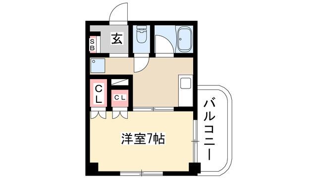 ユングハイム小幡(1K/2階)の間取り写真